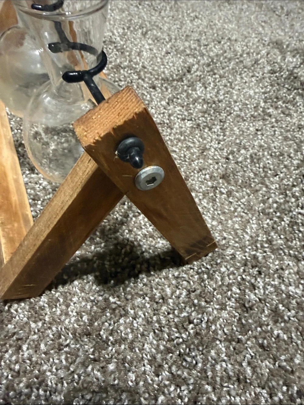 Clear Glass Triple Bud Vases in Natural Wood Holder